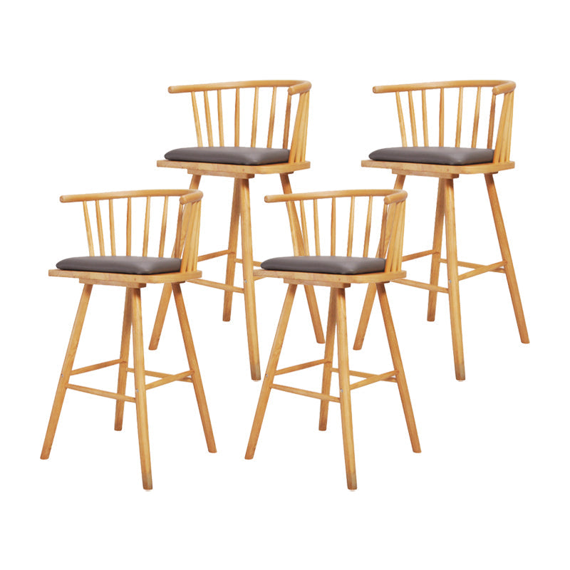 Contemporary Solid Wood Barstools Indoor Bar Stool with Low Back and Wooden Footrest Gray-White Natural 4 Piece Set Clearhalo 'Bar Furniture' 'Bar Stools' 'bar_stools' 'furn' 'furn_bar_stools' 'furniture_bar_stools' 'Kitchen & Dining Furniture' 'kitchen&dining_furn' 'kitchen' 'kitchen_furn' Furniture' 4493510