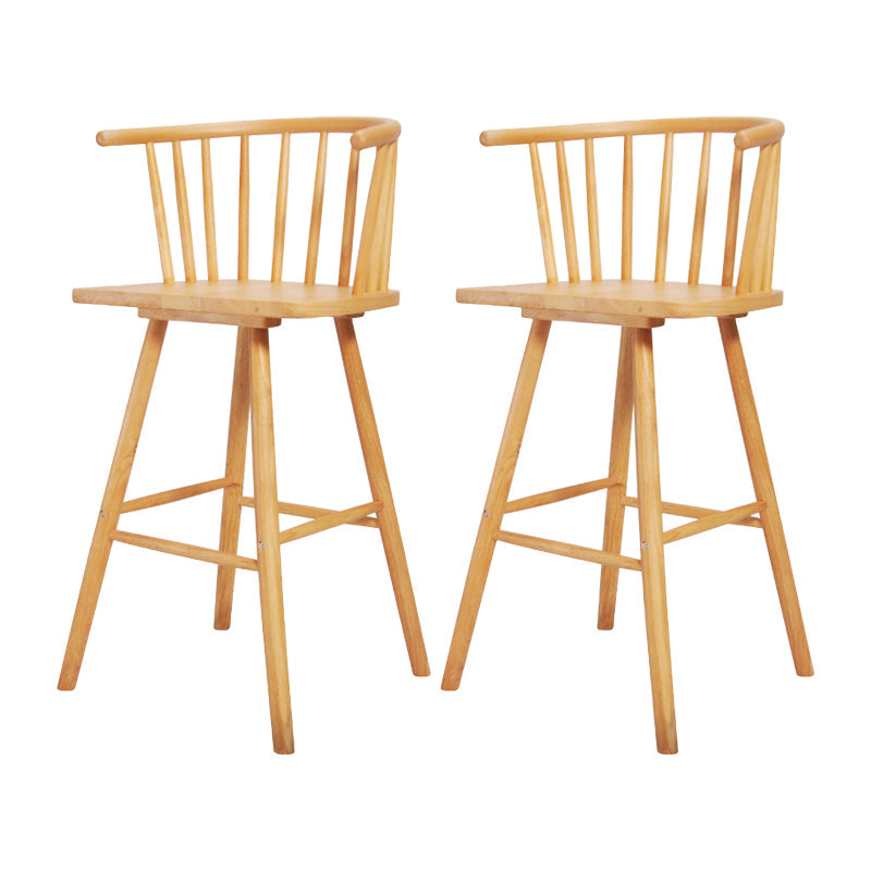 Contemporary Solid Wood Barstools Indoor Bar Stool with Low Back and Wooden Footrest Wood Natural 2 Piece Set Clearhalo 'Bar Furniture' 'Bar Stools' 'bar_stools' 'furn' 'furn_bar_stools' 'furniture_bar_stools' 'Kitchen & Dining Furniture' 'kitchen&dining_furn' 'kitchen' 'kitchen_furn' Furniture' 4493512