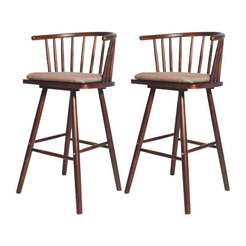 Contemporary Solid Wood Barstools Indoor Bar Stool with Low Back and Wooden Footrest Coffee Brown 2 Piece Set Clearhalo 'Bar Furniture' 'Bar Stools' 'bar_stools' 'furn' 'furn_bar_stools' 'furniture_bar_stools' 'Kitchen & Dining Furniture' 'kitchen&dining_furn' 'kitchen' 'kitchen_furn' Furniture' 4493518