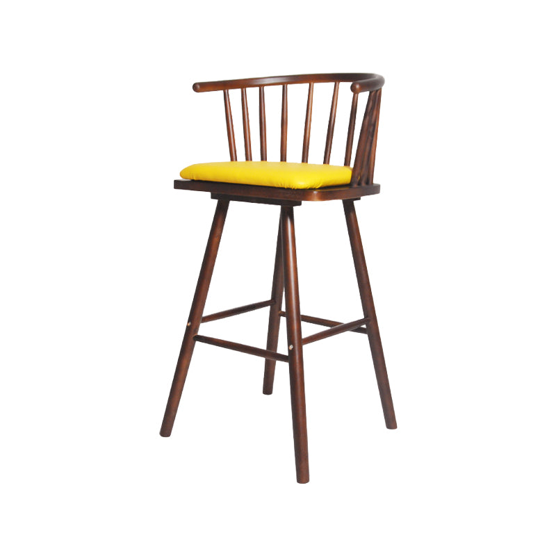Contemporary Solid Wood Barstools Indoor Bar Stool with Low Back and Wooden Footrest Yellow Brown 1 Piece Clearhalo 'Bar Furniture' 'Bar Stools' 'bar_stools' 'furn' 'furn_bar_stools' 'furniture_bar_stools' 'Kitchen & Dining Furniture' 'kitchen&dining_furn' 'kitchen' 'kitchen_furn' Furniture' 4493520