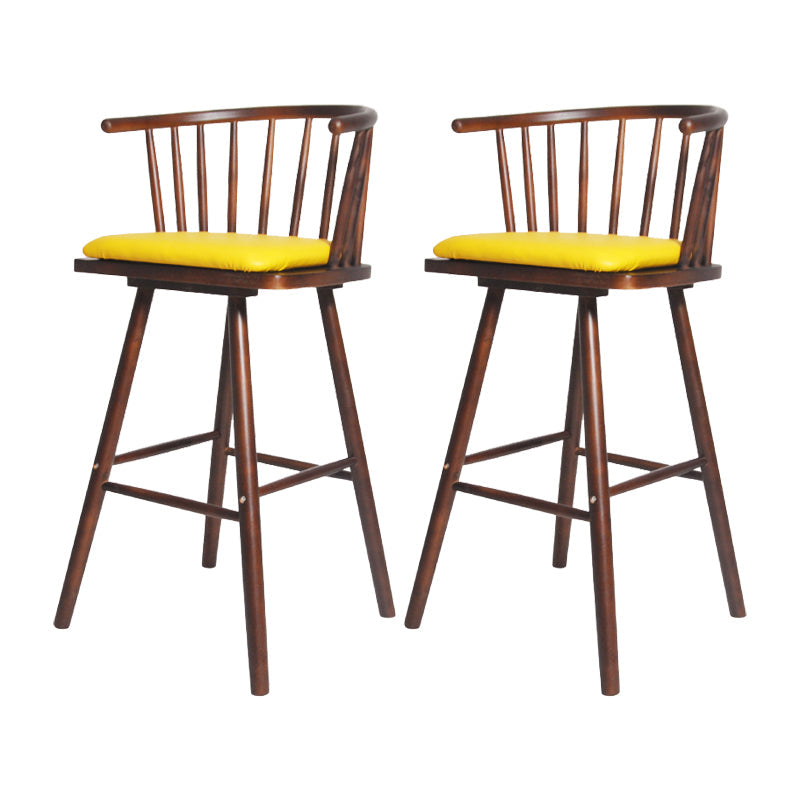 Contemporary Solid Wood Barstools Indoor Bar Stool with Low Back and Wooden Footrest Yellow Brown 2 Piece Set Clearhalo 'Bar Furniture' 'Bar Stools' 'bar_stools' 'furn' 'furn_bar_stools' 'furniture_bar_stools' 'Kitchen & Dining Furniture' 'kitchen&dining_furn' 'kitchen' 'kitchen_furn' Furniture' 4493521