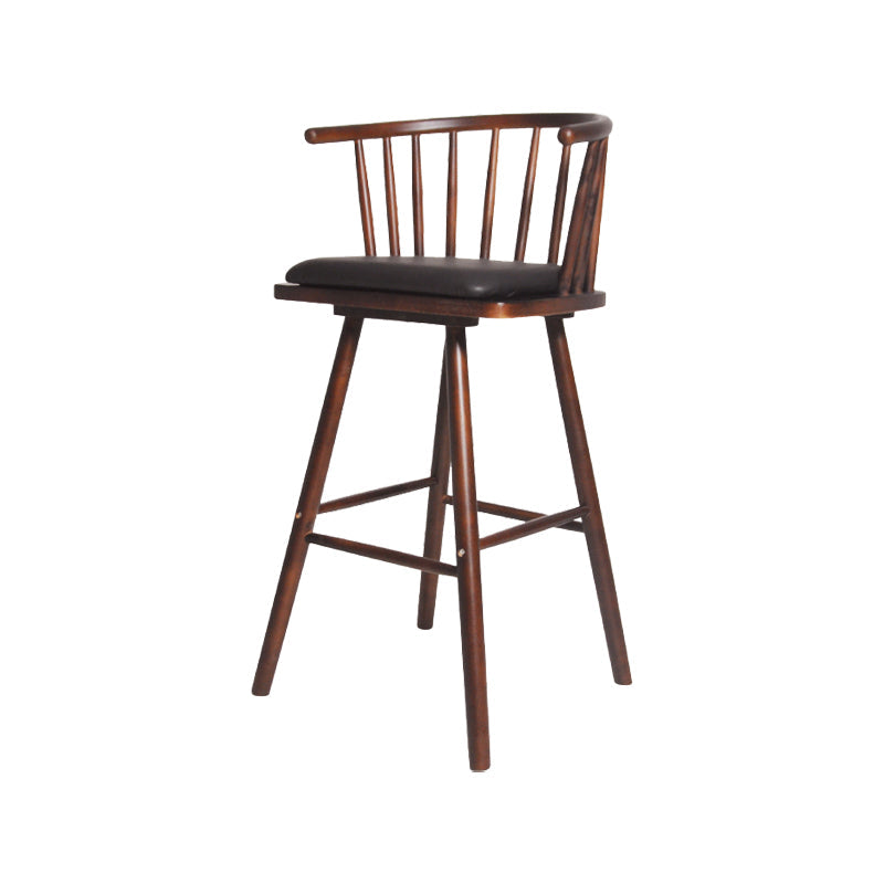 Contemporary Solid Wood Barstools Indoor Bar Stool with Low Back and Wooden Footrest Black Brown 1 Piece Clearhalo 'Bar Furniture' 'Bar Stools' 'bar_stools' 'furn' 'furn_bar_stools' 'furniture_bar_stools' 'Kitchen & Dining Furniture' 'kitchen&dining_furn' 'kitchen' 'kitchen_furn' Furniture' 4493523