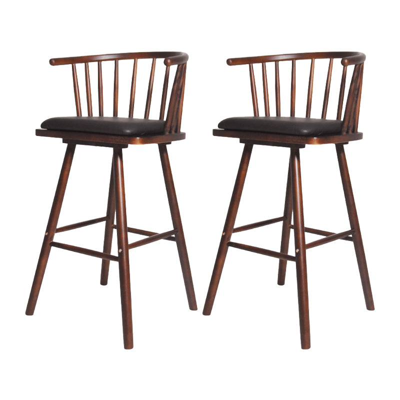 Contemporary Solid Wood Barstools Indoor Bar Stool with Low Back and Wooden Footrest Black Brown 2 Piece Set Clearhalo 'Bar Furniture' 'Bar Stools' 'bar_stools' 'furn' 'furn_bar_stools' 'furniture_bar_stools' 'Kitchen & Dining Furniture' 'kitchen&dining_furn' 'kitchen' 'kitchen_furn' Furniture' 4493524