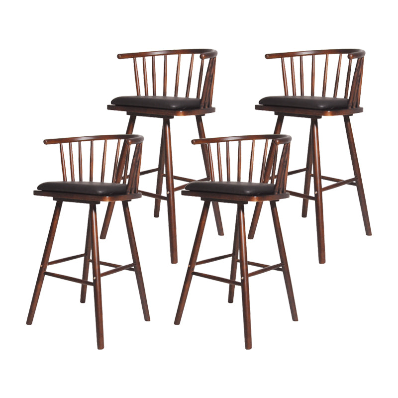Contemporary Solid Wood Barstools Indoor Bar Stool with Low Back and Wooden Footrest Black Brown 4 Piece Set Clearhalo 'Bar Furniture' 'Bar Stools' 'bar_stools' 'furn' 'furn_bar_stools' 'furniture_bar_stools' 'Kitchen & Dining Furniture' 'kitchen&dining_furn' 'kitchen' 'kitchen_furn' Furniture' 4493525