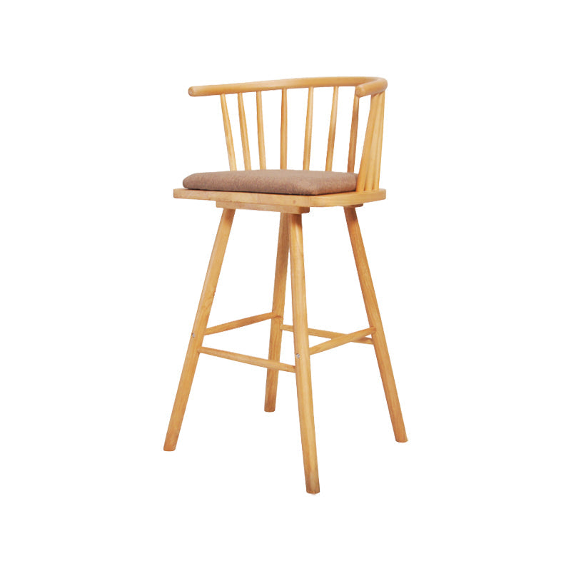 Contemporary Solid Wood Barstools Indoor Bar Stool with Low Back and Wooden Footrest Coffee Natural 1 Piece Clearhalo 'Bar Furniture' 'Bar Stools' 'bar_stools' 'furn' 'furn_bar_stools' 'furniture_bar_stools' 'Kitchen & Dining Furniture' 'kitchen&dining_furn' 'kitchen' 'kitchen_furn' Furniture' 4493526