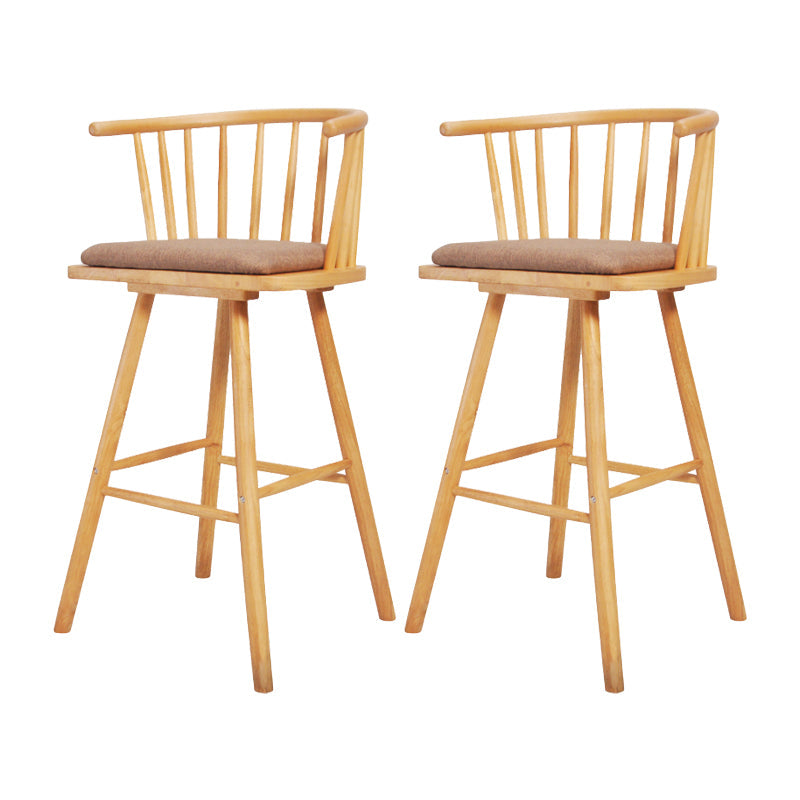 Contemporary Solid Wood Barstools Indoor Bar Stool with Low Back and Wooden Footrest Coffee Natural 2 Piece Set Clearhalo 'Bar Furniture' 'Bar Stools' 'bar_stools' 'furn' 'furn_bar_stools' 'furniture_bar_stools' 'Kitchen & Dining Furniture' 'kitchen&dining_furn' 'kitchen' 'kitchen_furn' Furniture' 4493527