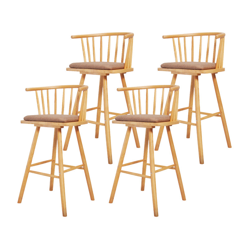 Contemporary Solid Wood Barstools Indoor Bar Stool with Low Back and Wooden Footrest Coffee Natural 4 Piece Set Clearhalo 'Bar Furniture' 'Bar Stools' 'bar_stools' 'furn' 'furn_bar_stools' 'furniture_bar_stools' 'Kitchen & Dining Furniture' 'kitchen&dining_furn' 'kitchen' 'kitchen_furn' Furniture' 4493528