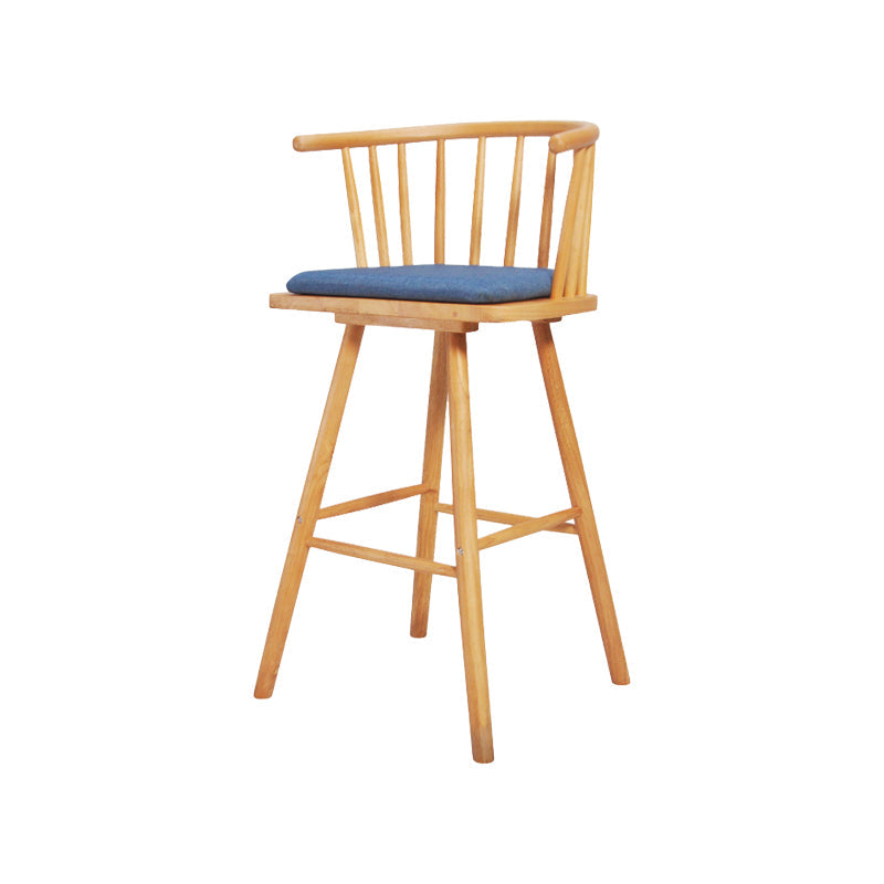 Contemporary Solid Wood Barstools Indoor Bar Stool with Low Back and Wooden Footrest Blue Natural 1 Piece Clearhalo 'Bar Furniture' 'Bar Stools' 'bar_stools' 'furn' 'furn_bar_stools' 'furniture_bar_stools' 'Kitchen & Dining Furniture' 'kitchen&dining_furn' 'kitchen' 'kitchen_furn' Furniture' 4493529