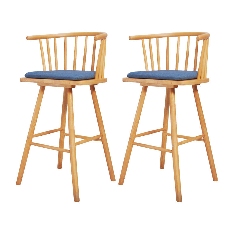 Contemporary Solid Wood Barstools Indoor Bar Stool with Low Back and Wooden Footrest Blue Natural 2 Piece Set Clearhalo 'Bar Furniture' 'Bar Stools' 'bar_stools' 'furn' 'furn_bar_stools' 'furniture_bar_stools' 'Kitchen & Dining Furniture' 'kitchen&dining_furn' 'kitchen' 'kitchen_furn' Furniture' 4493530