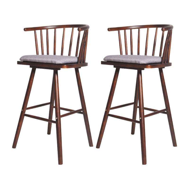 Contemporary Solid Wood Barstools Indoor Bar Stool with Low Back and Wooden Footrest Grey Brown 2 Piece Set Clearhalo 'Bar Furniture' 'Bar Stools' 'bar_stools' 'furn' 'furn_bar_stools' 'furniture_bar_stools' 'Kitchen & Dining Furniture' 'kitchen&dining_furn' 'kitchen' 'kitchen_furn' Furniture' 4493533