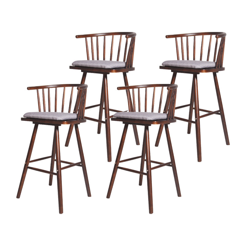 Contemporary Solid Wood Barstools Indoor Bar Stool with Low Back and Wooden Footrest Grey Brown 4 Piece Set Clearhalo 'Bar Furniture' 'Bar Stools' 'bar_stools' 'furn' 'furn_bar_stools' 'furniture_bar_stools' 'Kitchen & Dining Furniture' 'kitchen&dining_furn' 'kitchen' 'kitchen_furn' Furniture' 4493534