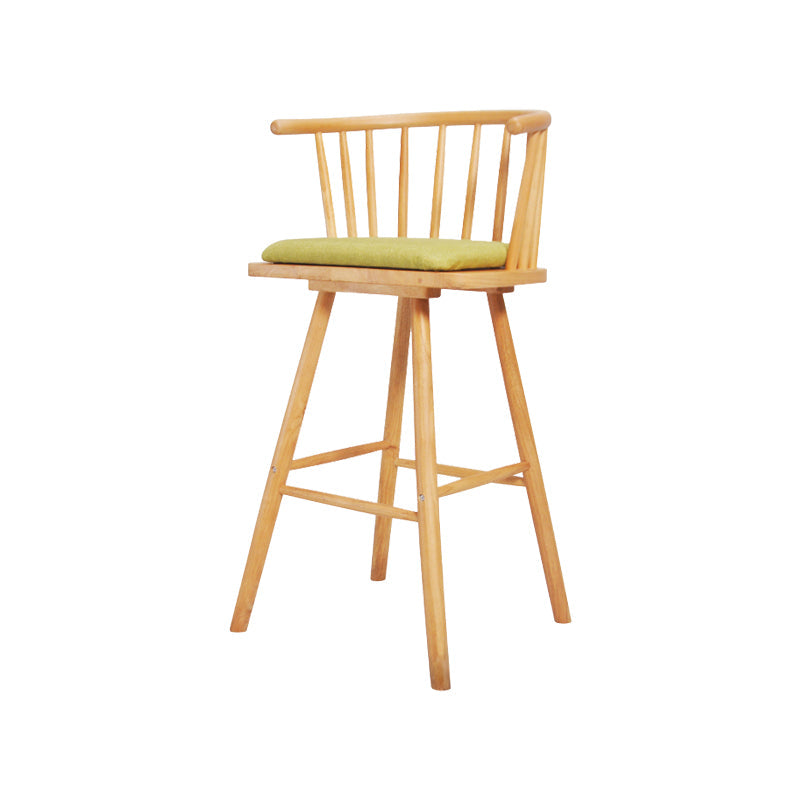 Contemporary Solid Wood Barstools Indoor Bar Stool with Low Back and Wooden Footrest Green Natural 1 Piece Clearhalo 'Bar Furniture' 'Bar Stools' 'bar_stools' 'furn' 'furn_bar_stools' 'furniture_bar_stools' 'Kitchen & Dining Furniture' 'kitchen&dining_furn' 'kitchen' 'kitchen_furn' Furniture' 4493535