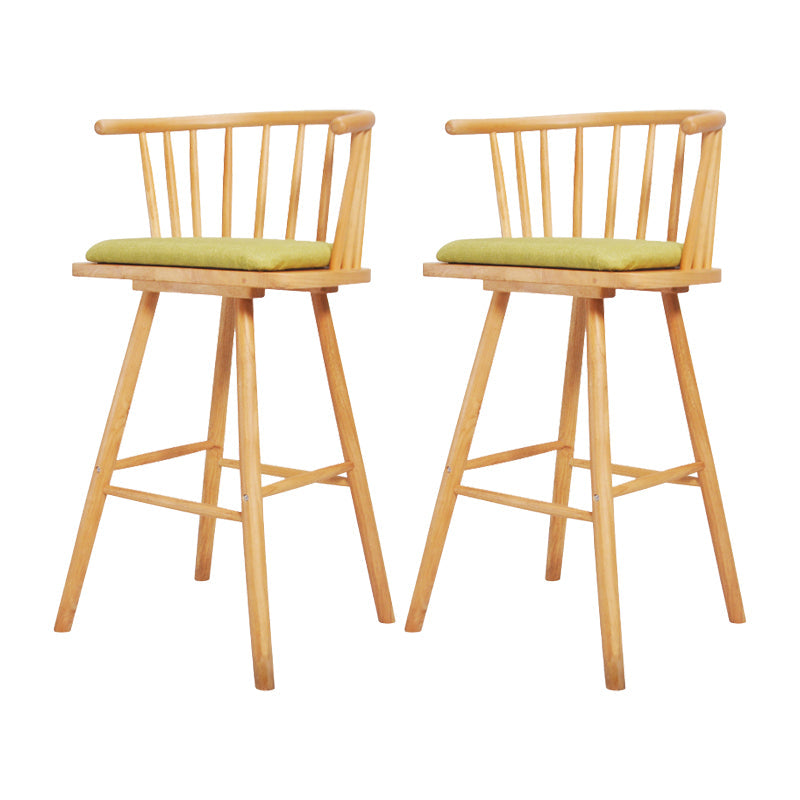 Contemporary Solid Wood Barstools Indoor Bar Stool with Low Back and Wooden Footrest Green Natural 2 Piece Set Clearhalo 'Bar Furniture' 'Bar Stools' 'bar_stools' 'furn' 'furn_bar_stools' 'furniture_bar_stools' 'Kitchen & Dining Furniture' 'kitchen&dining_furn' 'kitchen' 'kitchen_furn' Furniture' 4493536