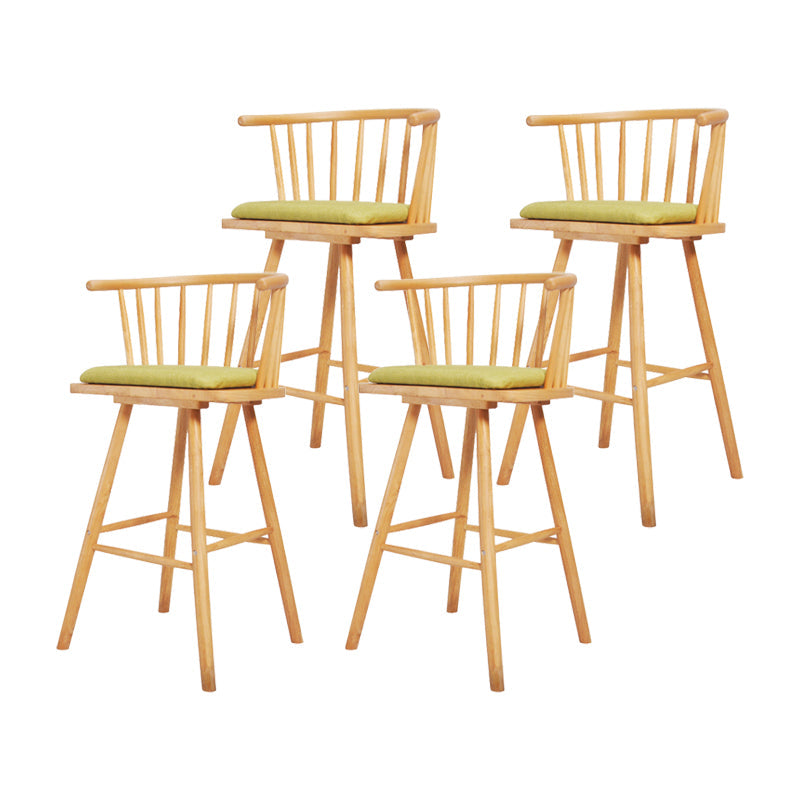 Contemporary Solid Wood Barstools Indoor Bar Stool with Low Back and Wooden Footrest Green Natural 4 Piece Set Clearhalo 'Bar Furniture' 'Bar Stools' 'bar_stools' 'furn' 'furn_bar_stools' 'furniture_bar_stools' 'Kitchen & Dining Furniture' 'kitchen&dining_furn' 'kitchen' 'kitchen_furn' Furniture' 4493537