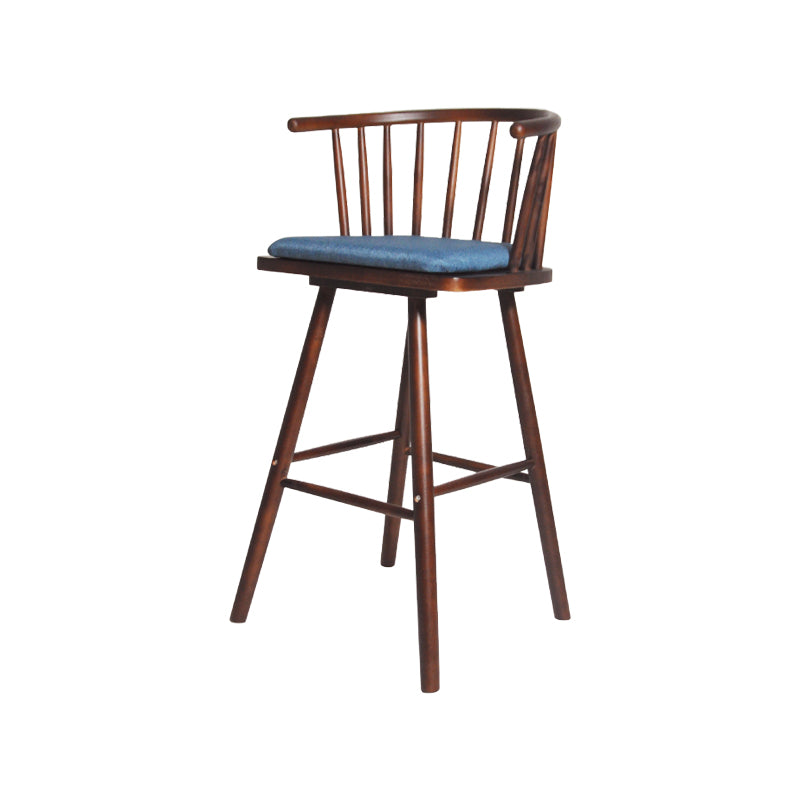 Contemporary Solid Wood Barstools Indoor Bar Stool with Low Back and Wooden Footrest Blue Brown 1 Piece Clearhalo 'Bar Furniture' 'Bar Stools' 'bar_stools' 'furn' 'furn_bar_stools' 'furniture_bar_stools' 'Kitchen & Dining Furniture' 'kitchen&dining_furn' 'kitchen' 'kitchen_furn' Furniture' 4493538