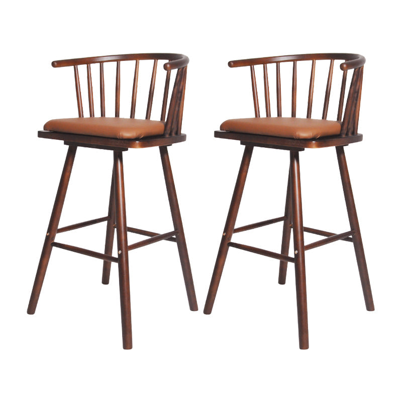 Contemporary Solid Wood Barstools Indoor Bar Stool with Low Back and Wooden Footrest Light Coffee Brown 2 Piece Set Clearhalo 'Bar Furniture' 'Bar Stools' 'bar_stools' 'furn' 'furn_bar_stools' 'furniture_bar_stools' 'Kitchen & Dining Furniture' 'kitchen&dining_furn' 'kitchen' 'kitchen_furn' Furniture' 4493542
