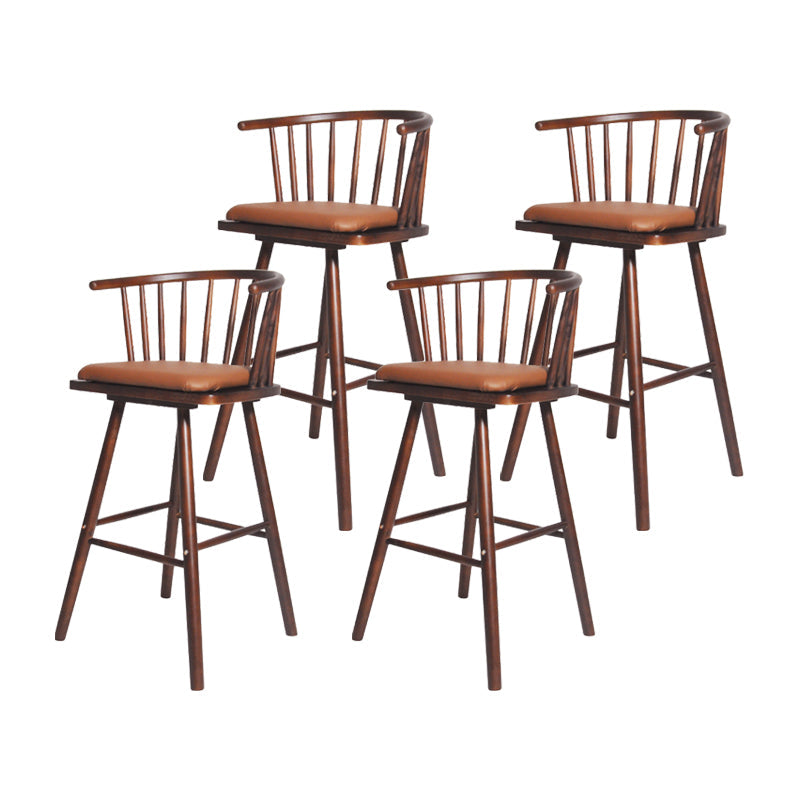 Contemporary Solid Wood Barstools Indoor Bar Stool with Low Back and Wooden Footrest Light Coffee Brown 4 Piece Set Clearhalo 'Bar Furniture' 'Bar Stools' 'bar_stools' 'furn' 'furn_bar_stools' 'furniture_bar_stools' 'Kitchen & Dining Furniture' 'kitchen&dining_furn' 'kitchen' 'kitchen_furn' Furniture' 4493543