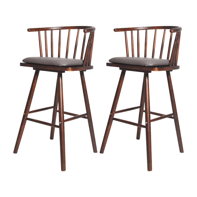 Contemporary Solid Wood Barstools Indoor Bar Stool with Low Back and Wooden Footrest Gray-White Brown 2 Piece Set Clearhalo 'Bar Furniture' 'Bar Stools' 'bar_stools' 'furn' 'furn_bar_stools' 'furniture_bar_stools' 'Kitchen & Dining Furniture' 'kitchen&dining_furn' 'kitchen' 'kitchen_furn' Furniture' 4493545