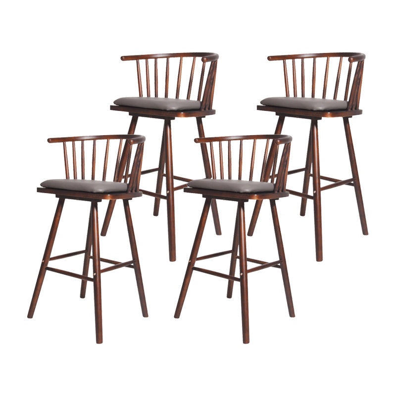 Contemporary Solid Wood Barstools Indoor Bar Stool with Low Back and Wooden Footrest Gray-White Brown 4 Piece Set Clearhalo 'Bar Furniture' 'Bar Stools' 'bar_stools' 'furn' 'furn_bar_stools' 'furniture_bar_stools' 'Kitchen & Dining Furniture' 'kitchen&dining_furn' 'kitchen' 'kitchen_furn' Furniture' 4493546