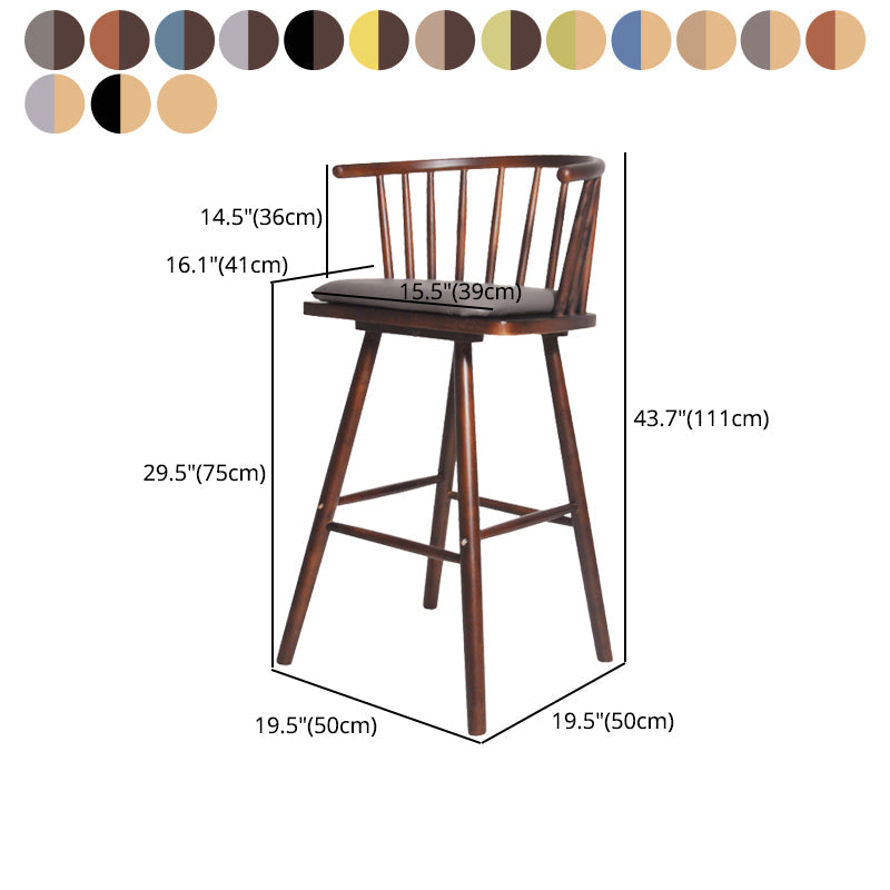 Contemporary Solid Wood Barstools Indoor Bar Stool with Low Back and Wooden Footrest Clearhalo 'Bar Furniture' 'Bar Stools' 'bar_stools' 'furn' 'furn_bar_stools' 'furniture_bar_stools' 'Kitchen & Dining Furniture' 'kitchen&dining_furn' 'kitchen' 'kitchen_furn' Furniture' 4493547
