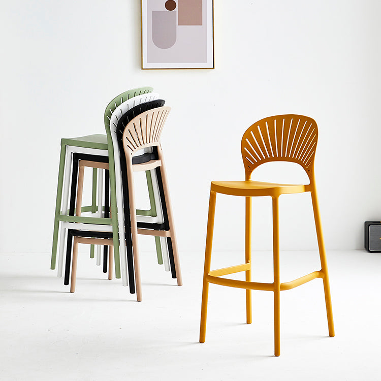 Nordic Plastic Stackable Counter Stools Macron Colorful Indoor Bar Stool with Plastic Seat Clearhalo 'Bar Furniture' 'Bar Stools' 'bar_stools' 'furn' 'furn_bar_stools' 'furniture_bar_stools' 'Kitchen & Dining Furniture' 'kitchen&dining_furn' 'kitchen' 'kitchen_furn' Furniture' 4493628