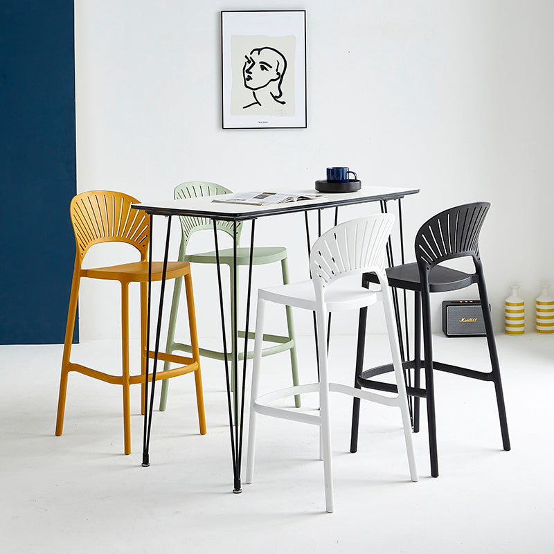 Nordic Plastic Stackable Counter Stools Macron Colorful Indoor Bar Stool with Plastic Seat Clearhalo 'Bar Furniture' 'Bar Stools' 'bar_stools' 'furn' 'furn_bar_stools' 'furniture_bar_stools' 'Kitchen & Dining Furniture' 'kitchen&dining_furn' 'kitchen' 'kitchen_furn' Furniture' 4493633