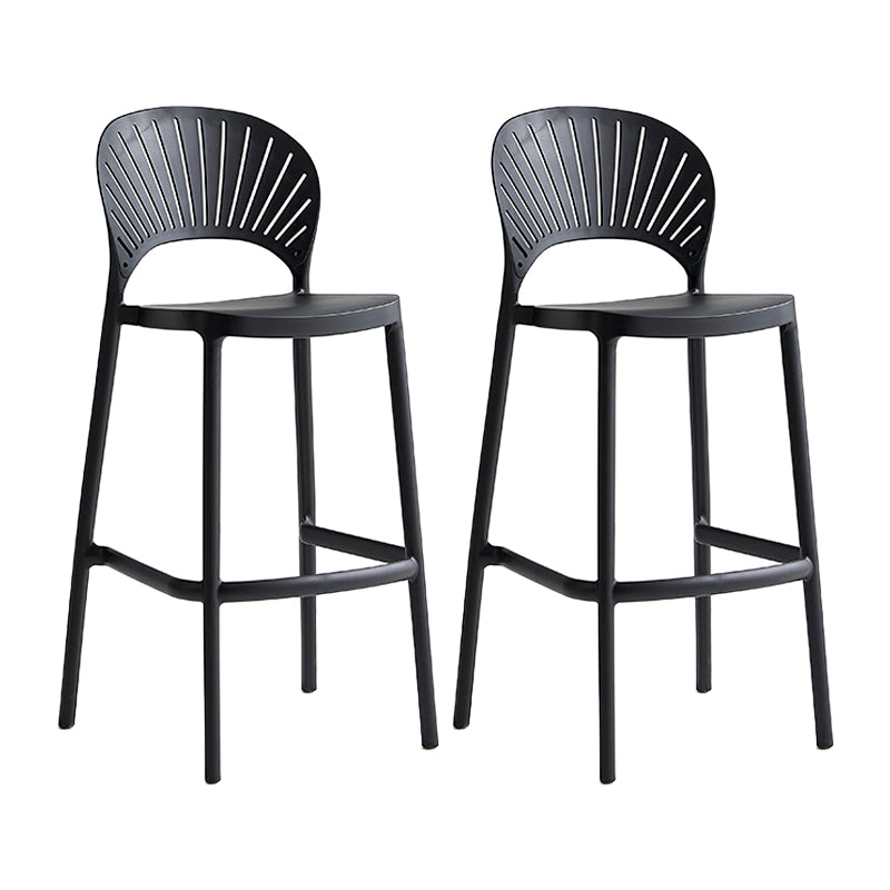 Nordic Plastic Stackable Counter Stools Macron Colorful Indoor Bar Stool with Plastic Seat Black 2 Piece Set Clearhalo 'Bar Furniture' 'Bar Stools' 'bar_stools' 'furn' 'furn_bar_stools' 'furniture_bar_stools' 'Kitchen & Dining Furniture' 'kitchen&dining_furn' 'kitchen' 'kitchen_furn' Furniture' 4493643
