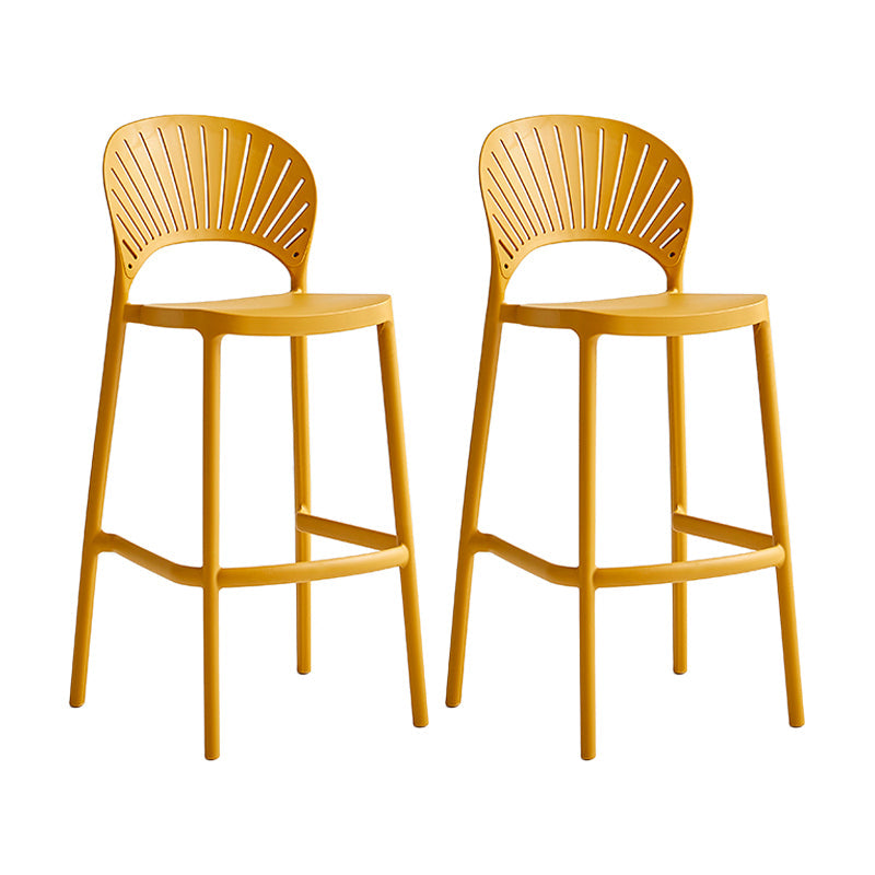 Nordic Plastic Stackable Counter Stools Macron Colorful Indoor Bar Stool with Plastic Seat Yellow 2 Piece Set Clearhalo 'Bar Furniture' 'Bar Stools' 'bar_stools' 'furn' 'furn_bar_stools' 'furniture_bar_stools' 'Kitchen & Dining Furniture' 'kitchen&dining_furn' 'kitchen' 'kitchen_furn' Furniture' 4493649