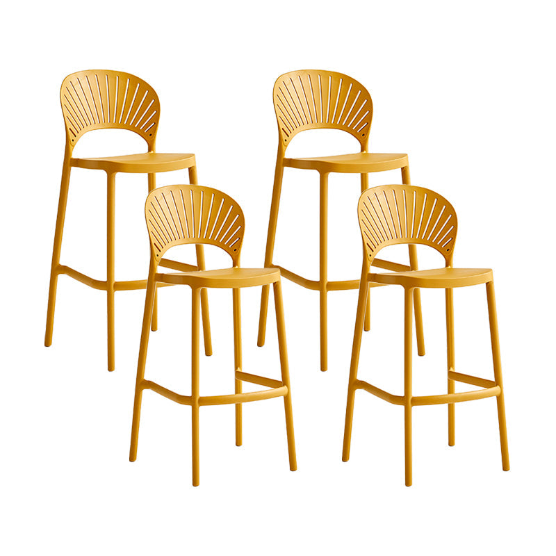 Nordic Plastic Stackable Counter Stools Macron Colorful Indoor Bar Stool with Plastic Seat Yellow 4 Piece Set Clearhalo 'Bar Furniture' 'Bar Stools' 'bar_stools' 'furn' 'furn_bar_stools' 'furniture_bar_stools' 'Kitchen & Dining Furniture' 'kitchen&dining_furn' 'kitchen' 'kitchen_furn' Furniture' 4493650