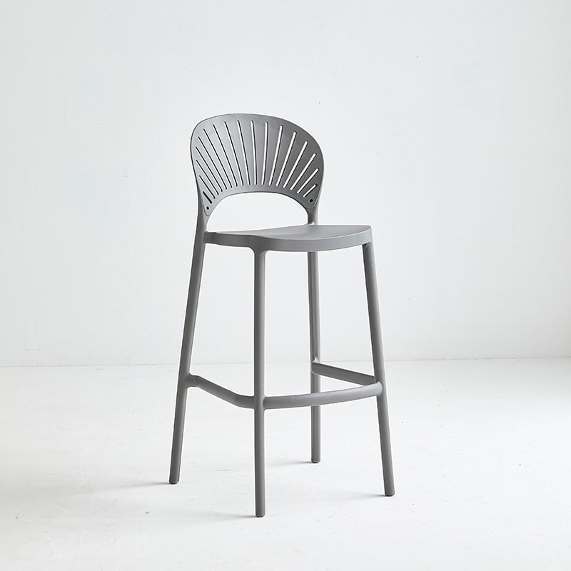 Nordic Plastic Stackable Counter Stools Macron Colorful Indoor Bar Stool with Plastic Seat Grey 1 Piece Clearhalo 'Bar Furniture' 'Bar Stools' 'bar_stools' 'furn' 'furn_bar_stools' 'furniture_bar_stools' 'Kitchen & Dining Furniture' 'kitchen&dining_furn' 'kitchen' 'kitchen_furn' Furniture' 4493652