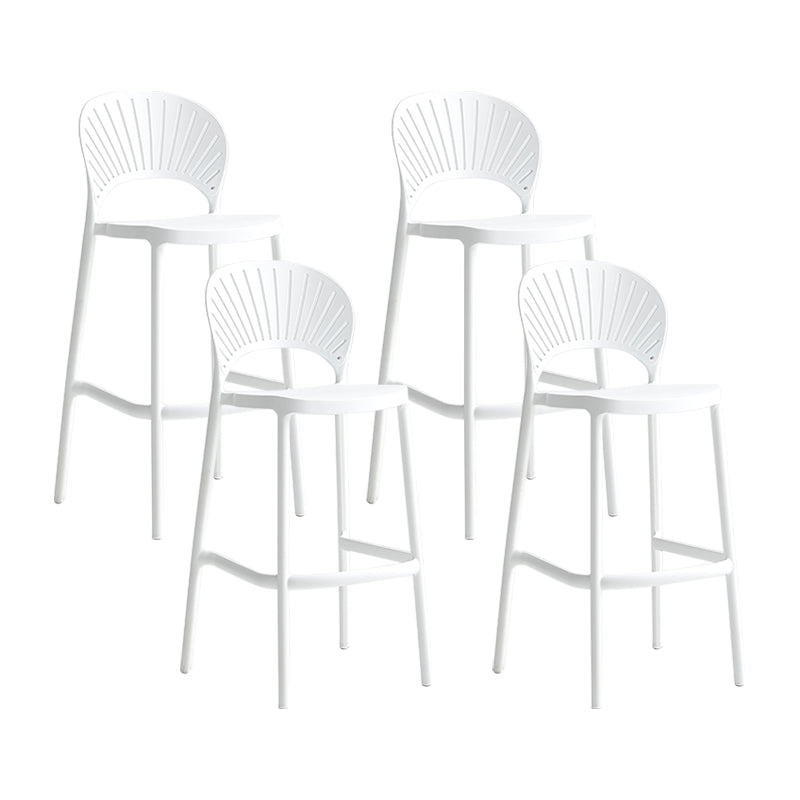Nordic Plastic Stackable Counter Stools Macron Colorful Indoor Bar Stool with Plastic Seat White 4 Piece Set Clearhalo 'Bar Furniture' 'Bar Stools' 'bar_stools' 'furn' 'furn_bar_stools' 'furniture_bar_stools' 'Kitchen & Dining Furniture' 'kitchen&dining_furn' 'kitchen' 'kitchen_furn' Furniture' 4493659