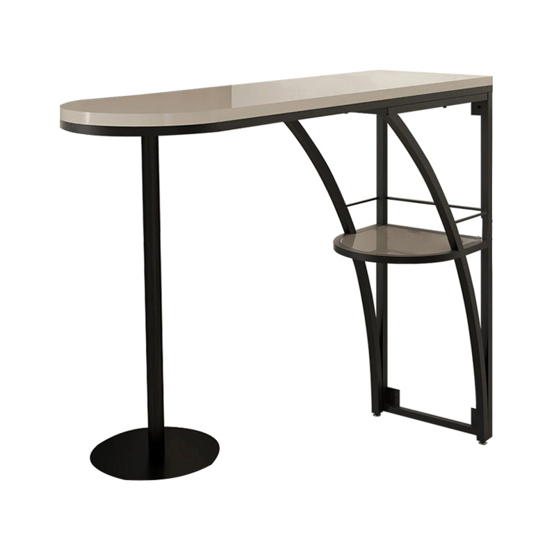 Modern White Wood Bar Table with Specialty Table Top Black Pedestal Table - 42" H White-Black Without Chairs Clearhalo 'Bar Furniture' 'Bar Tables' 'bar_tables' 'furn' 'furn_bar_tables' 'Furniture' 'furniture_bar_tables' 'Kitchen & Dining Furniture' 4493662