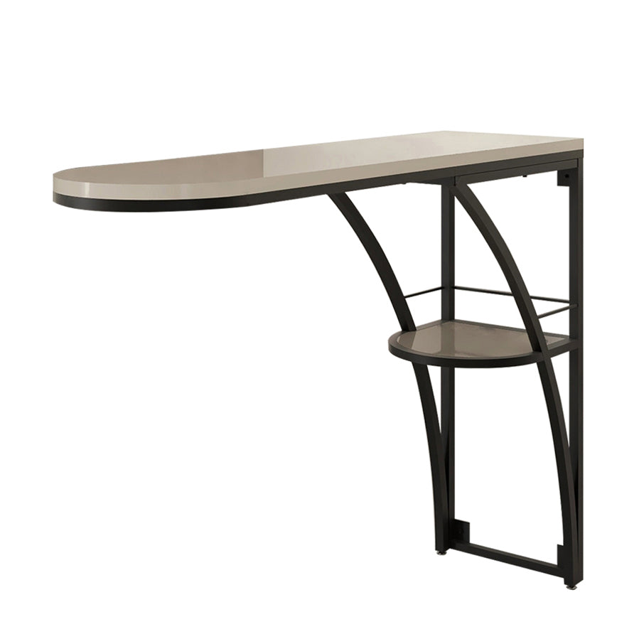 Modern White Wood Bar Table with Specialty Table Top Black Pedestal Table - 42" H Clearhalo 'Bar Furniture' 'Bar Tables' 'bar_tables' 'furn' 'furn_bar_tables' 'Furniture' 'furniture_bar_tables' 'Kitchen & Dining Furniture' 4493666
