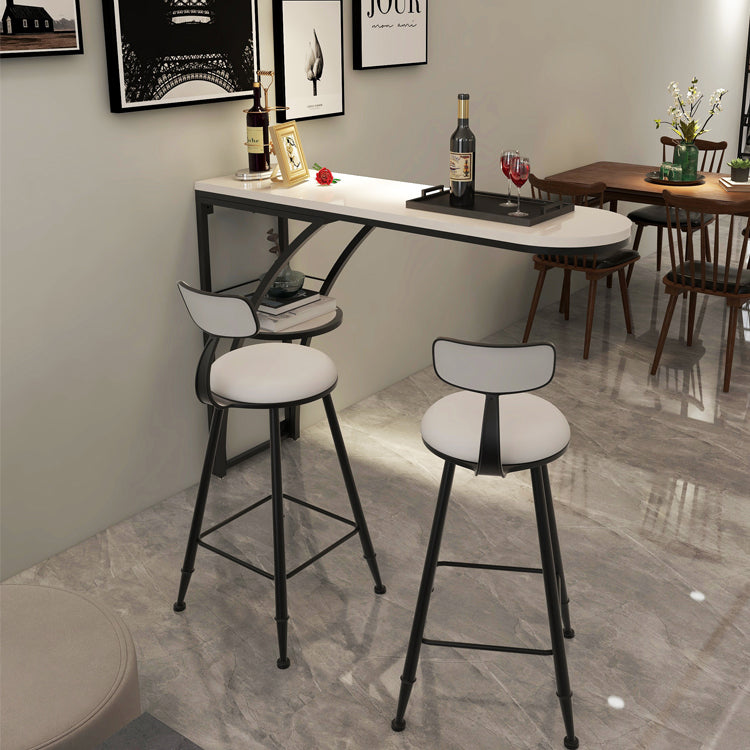 Modern White Wood Bar Table with Specialty Table Top Black Pedestal Table - 42" H Clearhalo 'Bar Furniture' 'Bar Tables' 'bar_tables' 'furn' 'furn_bar_tables' 'Furniture' 'furniture_bar_tables' 'Kitchen & Dining Furniture' 4493669
