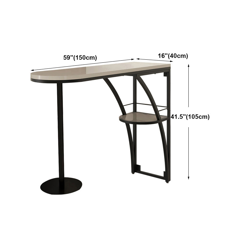 Modern White Wood Bar Table with Specialty Table Top Black Pedestal Table - 42" H Clearhalo 'Bar Furniture' 'Bar Tables' 'bar_tables' 'furn' 'furn_bar_tables' 'Furniture' 'furniture_bar_tables' 'Kitchen & Dining Furniture' 4493675