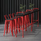 Industrial Wood Bar Table with Rectangle Table Top Red Trestle Table - 45.28" H 59.1"L x 17.7"W x 45.3"H Without Chairs Clearhalo 'Bar Furniture' 'Bar Tables' 'bar_tables' 'furn' 'furn_bar_tables' 'Furniture' 'furniture_bar_tables' 'Kitchen & Dining Furniture' 4493679