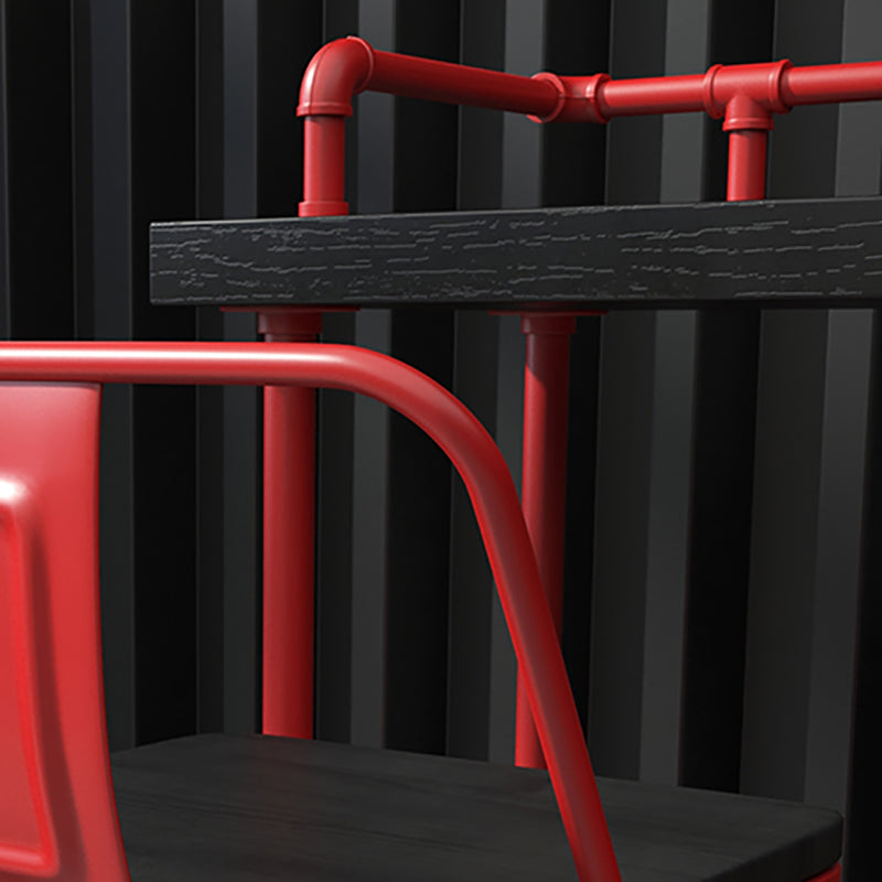 Industrial Wood Bar Table with Rectangle Table Top Red Trestle Table - 45.28" H Clearhalo 'Bar Furniture' 'Bar Tables' 'bar_tables' 'furn' 'furn_bar_tables' 'Furniture' 'furniture_bar_tables' 'Kitchen & Dining Furniture' 4493682