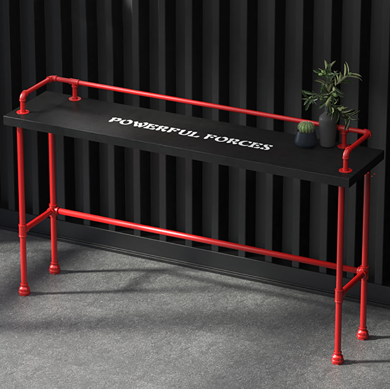 Industrial Wood Bar Table with Rectangle Table Top Red Trestle Table - 45.28" H Clearhalo 'Bar Furniture' 'Bar Tables' 'bar_tables' 'furn' 'furn_bar_tables' 'Furniture' 'furniture_bar_tables' 'Kitchen & Dining Furniture' 4493685