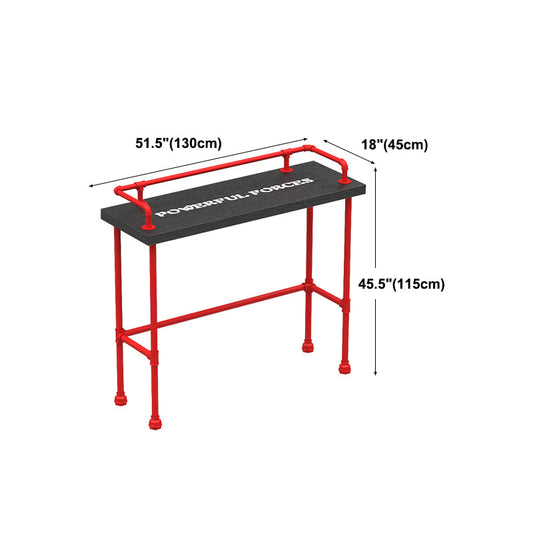 Industrial Wood Bar Table with Rectangle Table Top Red Trestle Table - 45.28" H Clearhalo 'Bar Furniture' 'Bar Tables' 'bar_tables' 'furn' 'furn_bar_tables' 'Furniture' 'furniture_bar_tables' 'Kitchen & Dining Furniture' 4493686