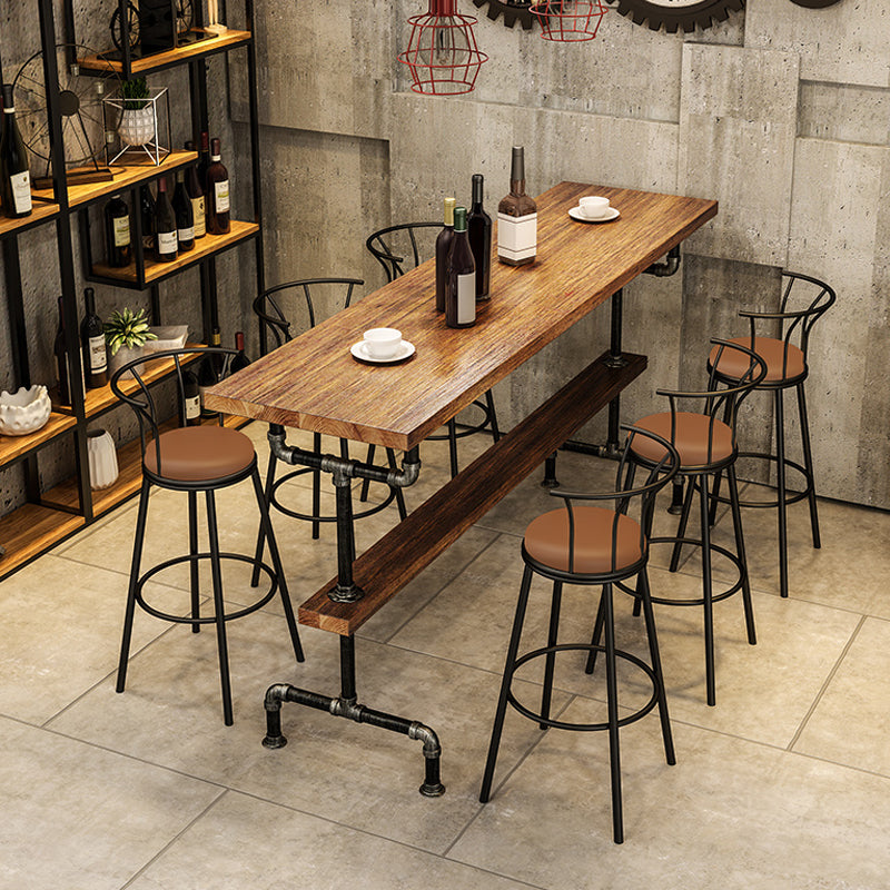 Industrial Wood Counter Table with Rectangle Table Top Black Trestle Table - 42" H 78.7"L x 15.7"W x 41.3"H Without Chairs Clearhalo 'Bar Furniture' 'Bar Tables' 'bar_tables' 'furn' 'furn_bar_tables' 'Furniture' 'furniture_bar_tables' 'Kitchen & Dining Furniture' 4493692