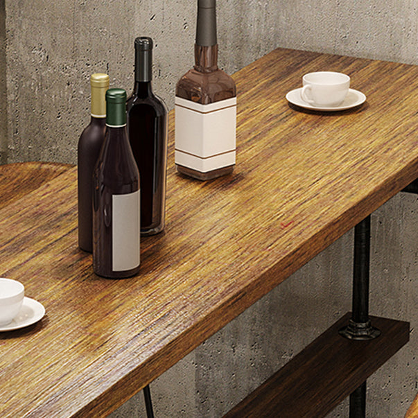 Industrial Wood Counter Table with Rectangle Table Top Black Trestle Table - 42" H Clearhalo 'Bar Furniture' 'Bar Tables' 'bar_tables' 'furn' 'furn_bar_tables' 'Furniture' 'furniture_bar_tables' 'Kitchen & Dining Furniture' 4493696