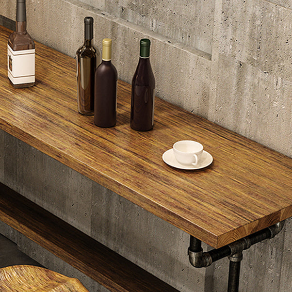 Industrial Wood Counter Table with Rectangle Table Top Black Trestle Table - 42" H Clearhalo 'Bar Furniture' 'Bar Tables' 'bar_tables' 'furn' 'furn_bar_tables' 'Furniture' 'furniture_bar_tables' 'Kitchen & Dining Furniture' 4493698