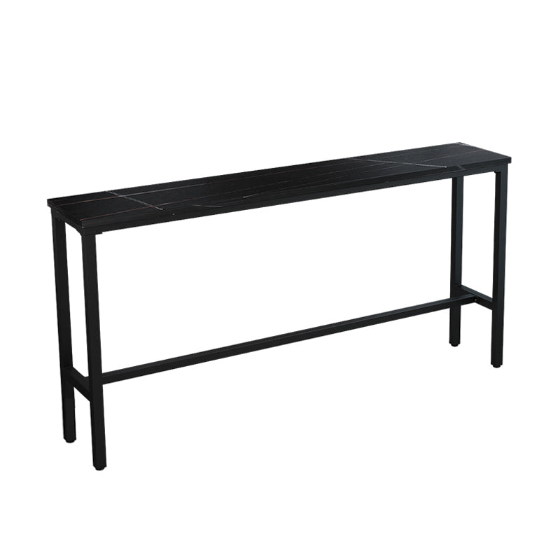 Industrial Marble Bar Table with Rectangle Table Top Trestle Table - 42" H Black Without Chairs Clearhalo 'Bar Furniture' 'Bar Tables' 'bar_tables' 'furn' 'furn_bar_tables' 'Furniture' 'furniture_bar_tables' 'Kitchen & Dining Furniture' 4493708