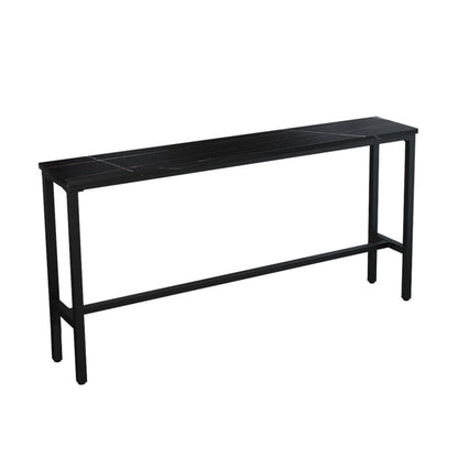 Industrial Marble Bar Table with Rectangle Table Top Trestle Table - 42" H Black Without Chairs Clearhalo 'Bar Furniture' 'Bar Tables' 'bar_tables' 'furn' 'furn_bar_tables' 'Furniture' 'furniture_bar_tables' 'Kitchen & Dining Furniture' 4493708
