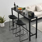 Industrial Marble Bar Table with Rectangle Table Top Trestle Table - 42" H 70.9"L x 15.7"W x 41.3"H Black Without Chairs Clearhalo 'Bar Furniture' 'Bar Tables' 'bar_tables' 'furn' 'furn_bar_tables' 'Furniture' 'furniture_bar_tables' 'Kitchen & Dining Furniture' 4493709