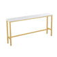 Industrial Marble Bar Table with Rectangle Table Top Trestle Table - 42" H White-Gold Without Chairs Clearhalo 'Bar Furniture' 'Bar Tables' 'bar_tables' 'furn' 'furn_bar_tables' 'Furniture' 'furniture_bar_tables' 'Kitchen & Dining Furniture' 4493712