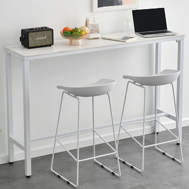 Industrial Marble Bar Table with Rectangle Table Top Trestle Table - 42" H Clearhalo 'Bar Furniture' 'Bar Tables' 'bar_tables' 'furn' 'furn_bar_tables' 'Furniture' 'furniture_bar_tables' 'Kitchen & Dining Furniture' 4493715