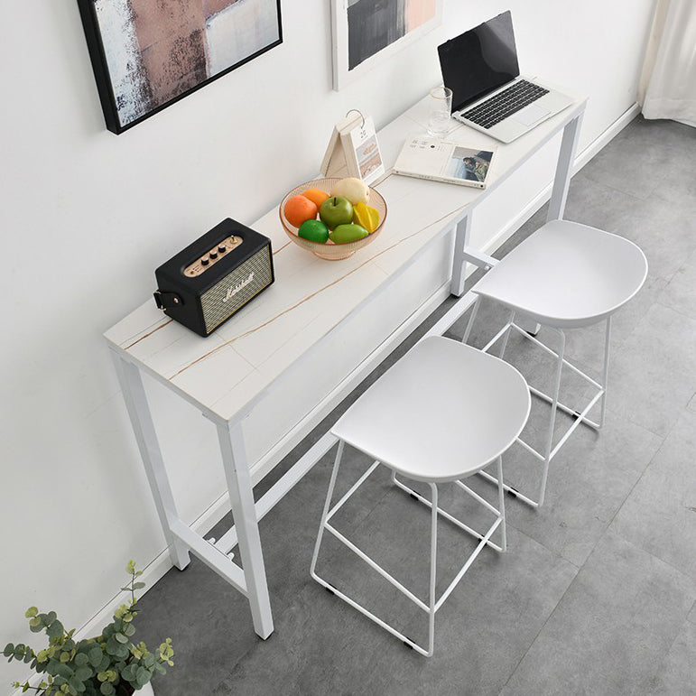 Industrial Marble Bar Table with Rectangle Table Top Trestle Table - 42" H Clearhalo 'Bar Furniture' 'Bar Tables' 'bar_tables' 'furn' 'furn_bar_tables' 'Furniture' 'furniture_bar_tables' 'Kitchen & Dining Furniture' 4493716