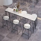 Modern Marble Pub Table with Rectangle Table Top Black Legs Table - 42" H 118.1"L x 15.7"W x 41.3"H White Without Chairs Clearhalo 'Bar Furniture' 'Bar Tables' 'bar_tables' 'furn' 'furn_bar_tables' 'Furniture' 'furniture_bar_tables' 'Kitchen & Dining Furniture' 4493725