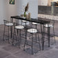Modern Marble Pub Table with Rectangle Table Top Black Legs Table - 42" H Black Without Chairs Clearhalo 'Bar Furniture' 'Bar Tables' 'bar_tables' 'furn' 'furn_bar_tables' 'Furniture' 'furniture_bar_tables' 'Kitchen & Dining Furniture' 4493727